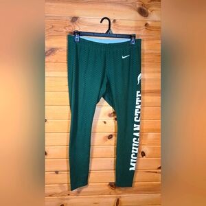 Nike Leggings Michigan State Spartans Womens XL Green logo athletic activewear